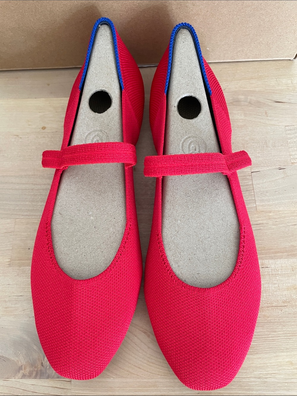 Rothy's lollipop red square toe maryjane